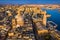 Valletta, Malta - Our Lady of Mount Carmel Church and St.Paul`s Cathedral from above at sunrise