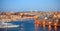 Valletta, Malta. View of Grand harbor from Upper Barrakka Gardens in the evening