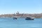 Valletta to Sliema Ferry, viewed from Manoel Island across Marsamxett Harbour. Valletta, Capital city of Malta, November 2019