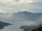 Valley of the Bay of Kotor in the light haze of sunset. Montenegro