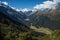 Valley below Mount Aspiring of the South Island of New Zealand