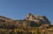 The valley below the mountains of the Italian Dolomites Rifugio Cinque Torri