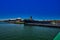 Valley Camp Steam freighter and St Marys Falls Power Plant in Sault Ste Marie along the public dock