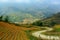 Valley of the city of Sapa. Valley with rice fields. Rice multi-stage gardens. Vietnam