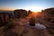 Valley of Desolation in Camdeboo National Park near Graaff-Reinet landscape with rocks sunset