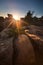 Valley of Desolation in Camdeboo National Park near Graaff-Reinet landscape with rocks sunset