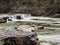 Valley Falls State Park near Fairmont West Virginia in the spring with the multiple waterfalls with cascading water flowing hard