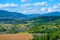 Valley in France with many blooming lavender fields