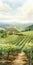 Valley Of The King: A Watercolor Painting Of A Charming Winery In Florence Vineyard