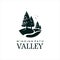 Valley Logo Vector with Black Pine Tree Silhouette Winding Path