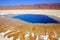 Valley of the Moon and lake, Atacama Desert dramatic landscape, Chile