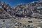 Valley and Mountains View in Himalayas. Gaumukh glacier, source of the Ganges river