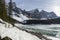 Valley Of Ten Peaks Skyline above Frozen Moraine Lake, Remote Canadian Rockies Wilderness