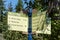 Valley Trail Crossroad Sign in Whistler, British Columbia, Canada in the summer for biking, walking, running, rollerblading