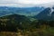 Valley view into Austria at the Rossfeld Panorama road in the Bavarian Alps in Germany