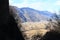 Valley with villages in mountains Alps