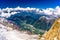 Valley with villages between snowy mountains Chamonix, Mont Blanc, Haute-Savoie, Alps, France