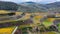 Valley vineyards for wine production grape terraces in autumn sunset. Southern Germany wine region.