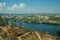 Valley with the wide Tejo River and industry on horizon