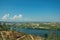 Valley with the wide Tejo River and industry on horizon