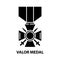 valor medal icon, black vector sign with editable strokes, concept illustration