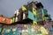 Valparaiso, Chile - 2019-07-30 - Wine Box hotel is built entirely from repurposed shipping containers