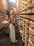 Valpelline, Aosta, italy - April 24, 2017: Typical Cheese Processing Fontina at the old mine used for storage of cheese seasoning