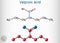 Valproate, VPA, valproic acid molecule. It is anticonvulsant and antiepileptic drug. Structural chemical formula and molecule