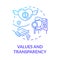 Values and transparency blue gradient concept icon