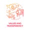 Values and transparency red gradient concept icon