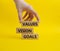 Values Vision Goals symbol. Concept words Values Vision Goals on wooden blocks. Beautiful yellow background. Busimessman hand.