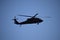 Valwig, Germany - 09 17 2020: dark helicopter above Mosel valley