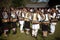 Vama, Romania, September 28th, 2019, Kids wearing traditional dancing round dance in Bucovina -hora