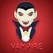 Vampire Avatar Role Character Bust Icon Halloween Party Stylish Background Greeting Card Template Vector Illustration