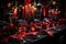 Vampire ball scene, with elegant guests, with opulent decoration and an atmosphere of mystery