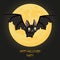 A vampire bat flies in the moonlight. Vector illustration