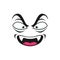 Vampire emoticon with fangs isolated emoji icon