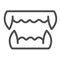 Vampire fangs, halloween, demon teeth line icon, halloween concept, devil mouth vector sign on white background, outline