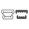 Vampire fangs, halloween, demon teeth line and solid icon, halloween concept, devil mouth vector sign on white