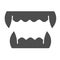 Vampire fangs, halloween, demon teeth solid icon, halloween concept, devil mouth vector sign on white background, glyph