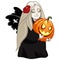 Vampire girl with pumpkin