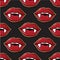 Vampire lips scary halloween background seamless vector pattern