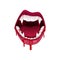 Vampire mouth with fangs nd bloody saliva icon