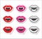 Vampire mouth, vampire teeth labels set