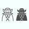 Vampire person line and solid icon. Dracula monster in a coat. Halloween vector design concept, outline style pictogram