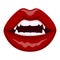 Vampire red lips icon, scary mystery dracula mouth