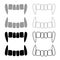 Vampire`s teeths icon set grey black color