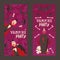 Vampire style halloween party vertical banners, vector illustration. Event invitation with vampire symbols, Dracula