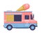 Van as Outdoor Food Court or Food Vendor Selling Ice Cream Vector Illustration