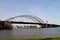 The Van Brienenoordbrug as suspension bridge over the nieuwe maas river on motorway A16 in Rotterdam the Netherlands.